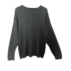 Fiesole Mens Gray V Neck Made in Italy 100% Wool Sweater Size XL